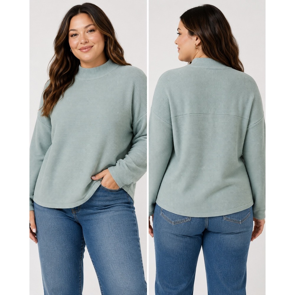 Madewell Sage Knit Sweater 1X Plus Size Relaxed Long Sleeve NWT